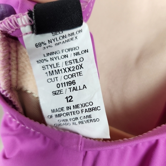 Maxine of Hollywood Pink Ruched One Piece Swimsuit Women's Size 12 - Picture 6 of 6